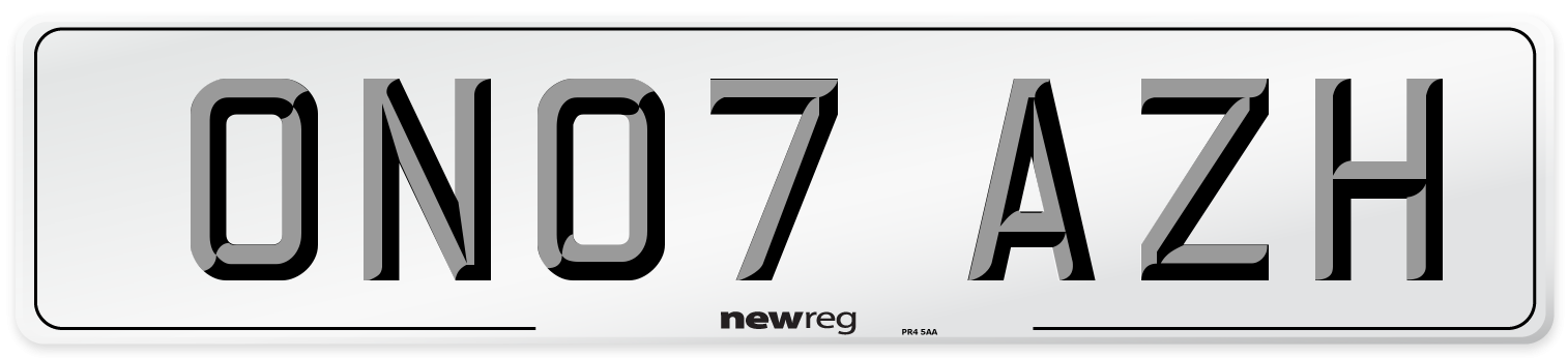 ON07 AZH Number Plate from New Reg